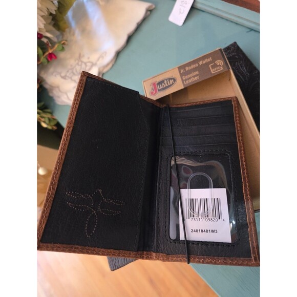 Justin Mens Rodeo Wallet Brown Suede Leather Money Clip 24010767W3 - Picture 2 of 4